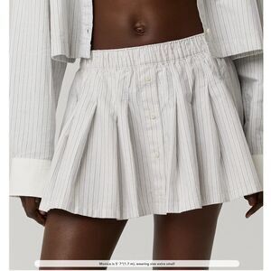Offline by Aerie Small Pleaded Oxford Mini Skirt with Stretchy Short Pockets